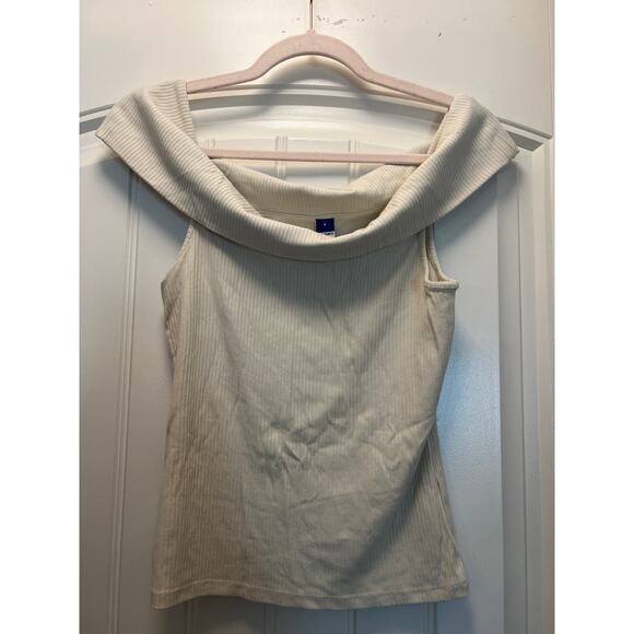 Old Navy Women’s Ribbed Knit Summer‎ Sleeveless Off Shoulder Tank Top Sz S Cream - Picture 1 of 3